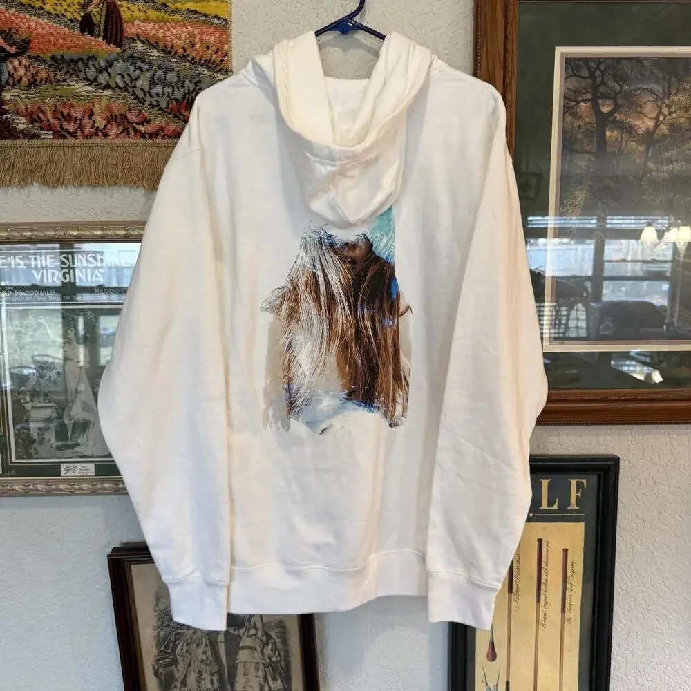 Lana Del Rey White Sweatshirt‎ Tunnel Under Ocean Blvd Unisex Hoodie Size Medium